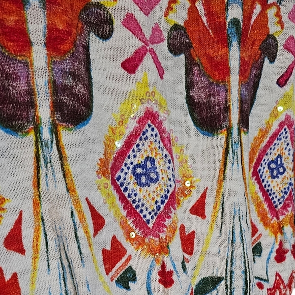 Desigual White Lightweight Cotton Sweater Colourful Florals Sequins Embroidery M - Picture 6 of 10